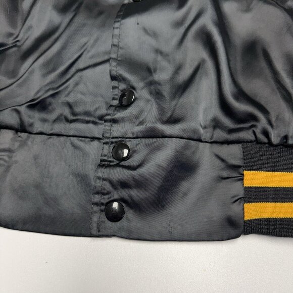 Vintage 80s ROTC Bomber Jacket Mens Large Black Satin Embroidered Military - Picture 5 of 16